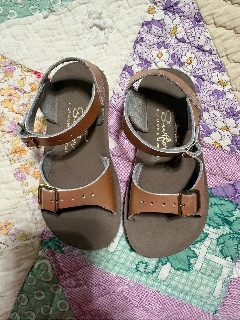 Kids Metallic Brown Buckle Sandals with Ankle Strap